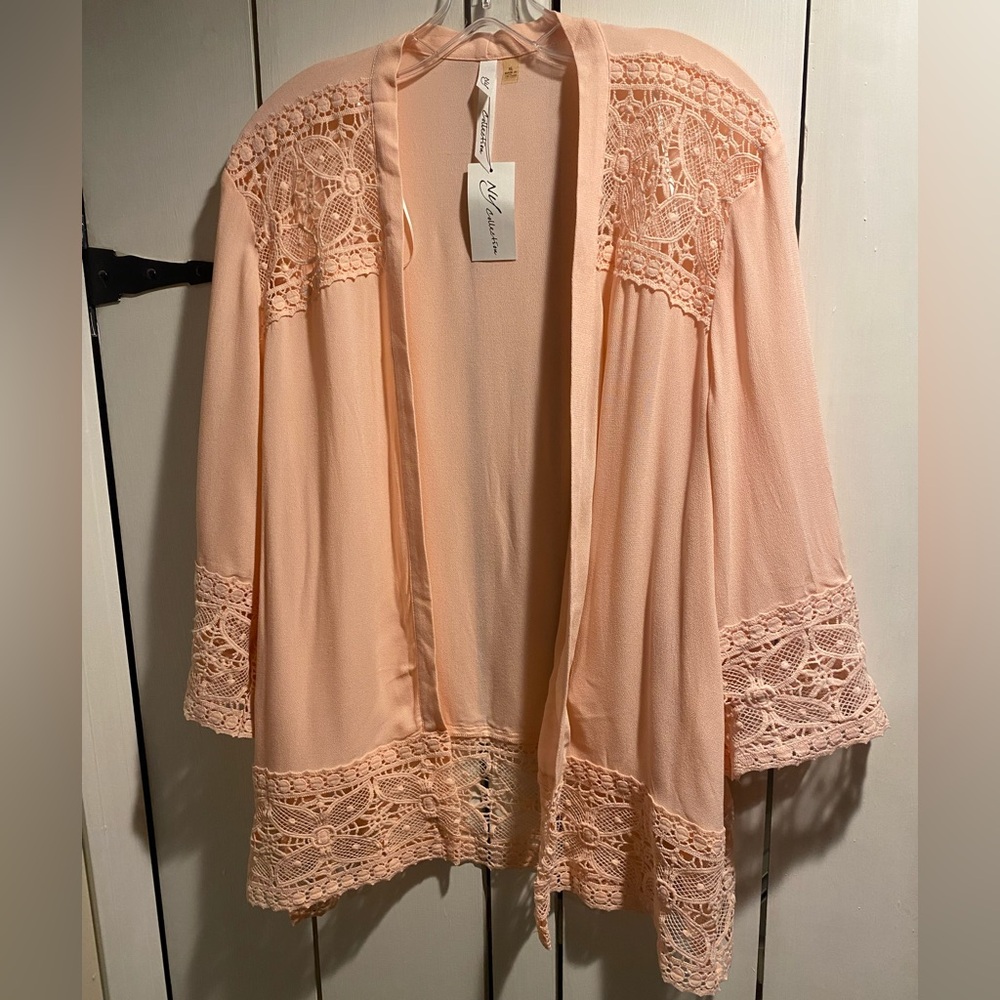 NY Collection Peach/Pink Open Front Top
